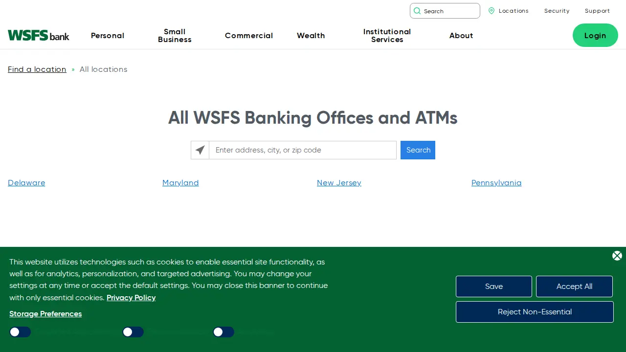 WSFS Bank page