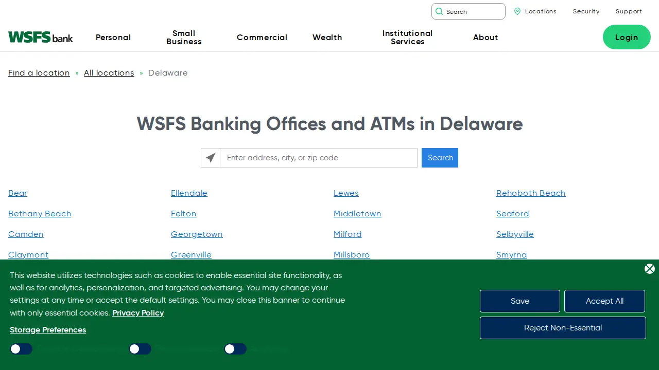 WSFS Bank page