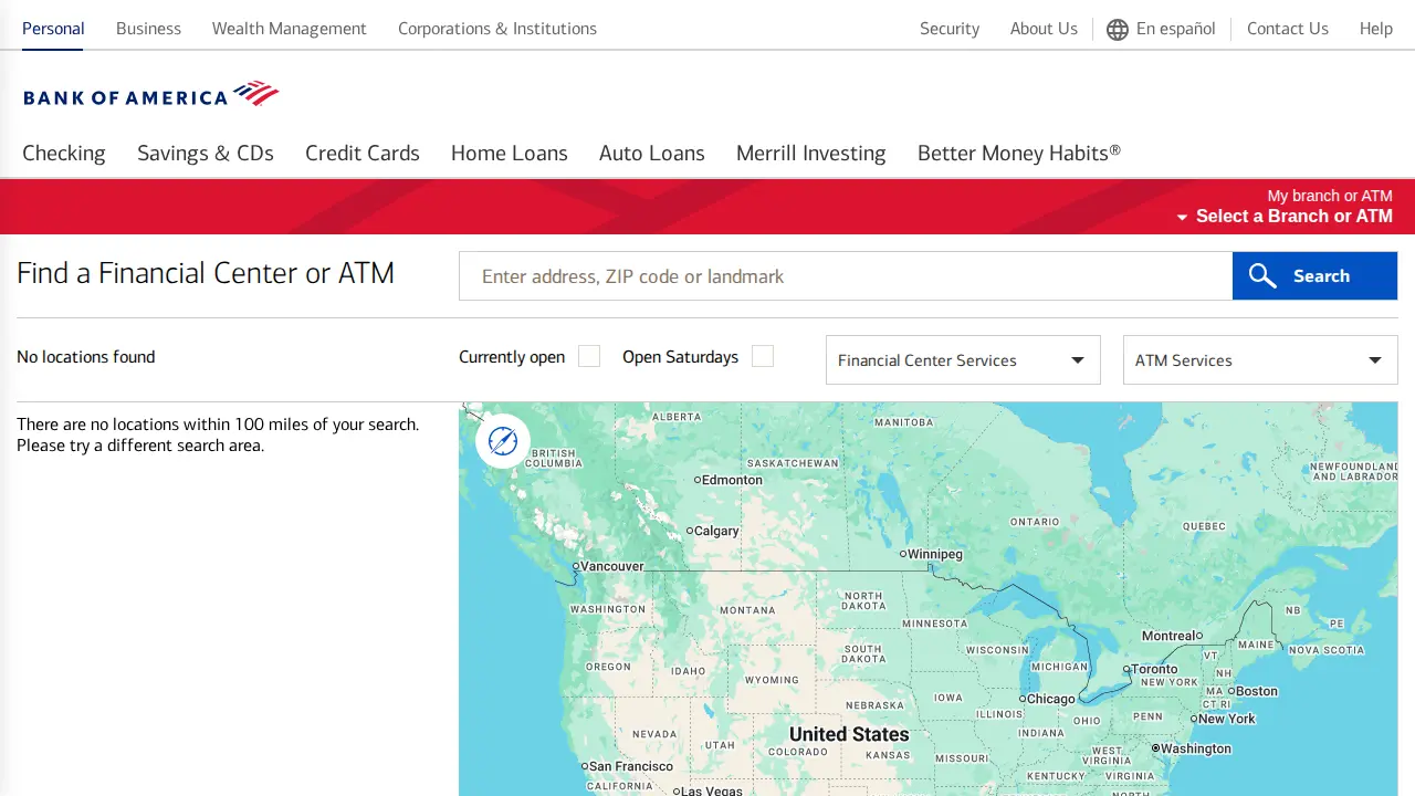 Bank of America (with Drive-thru ATM) page