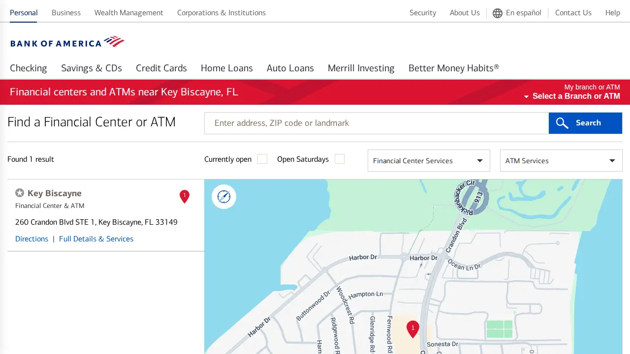Bank of America (with Drive-thru ATM) page