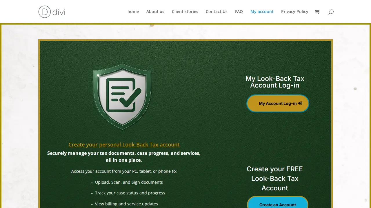 Look Back Tax page