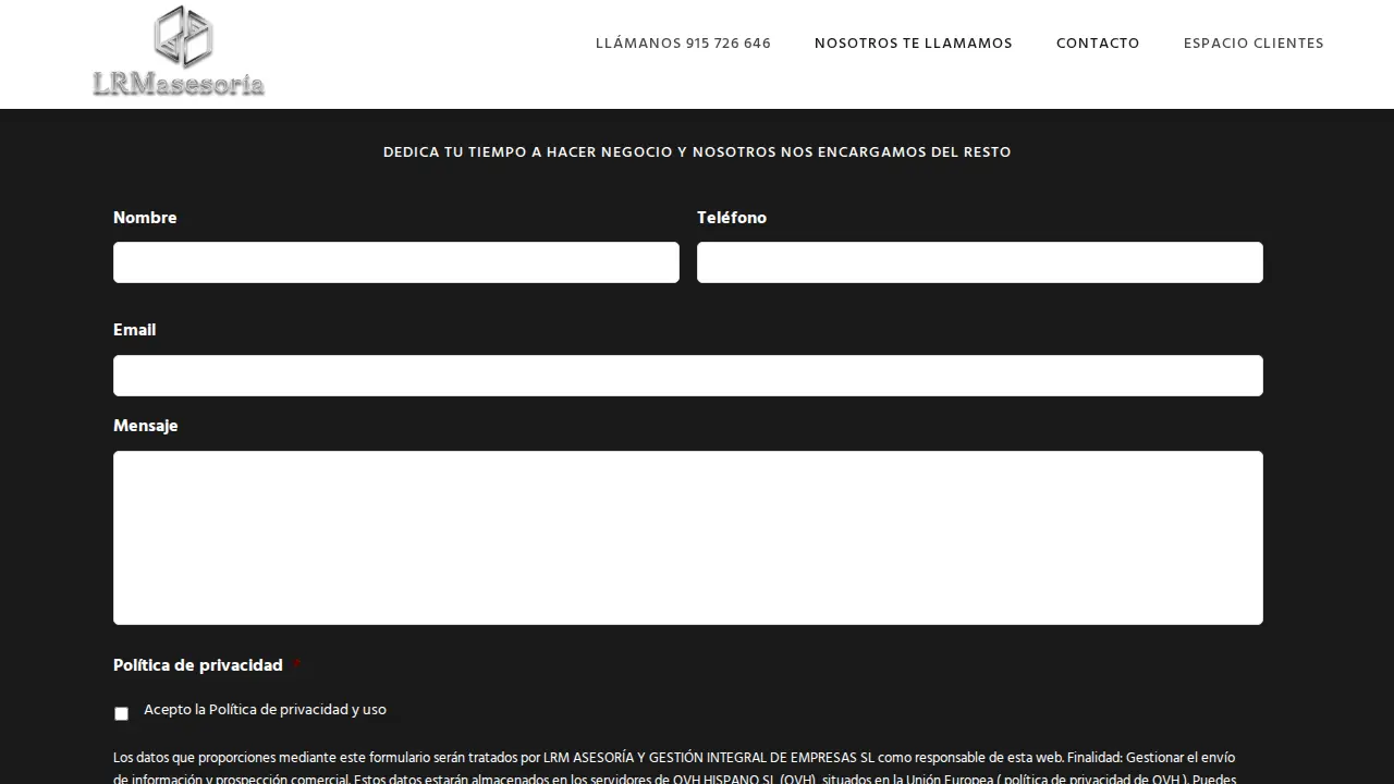 LRM ASESORIA | Asesoría Empresas Madrid page