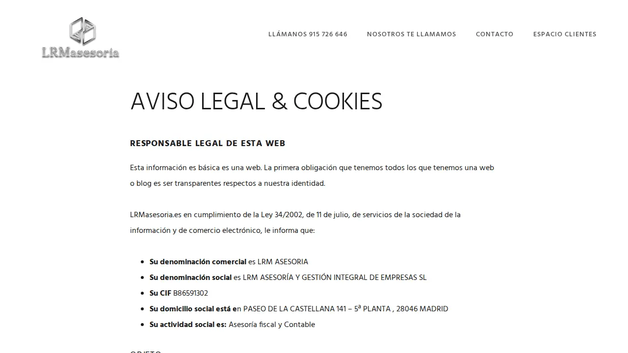 LRM ASESORIA | Asesoría Empresas Madrid page