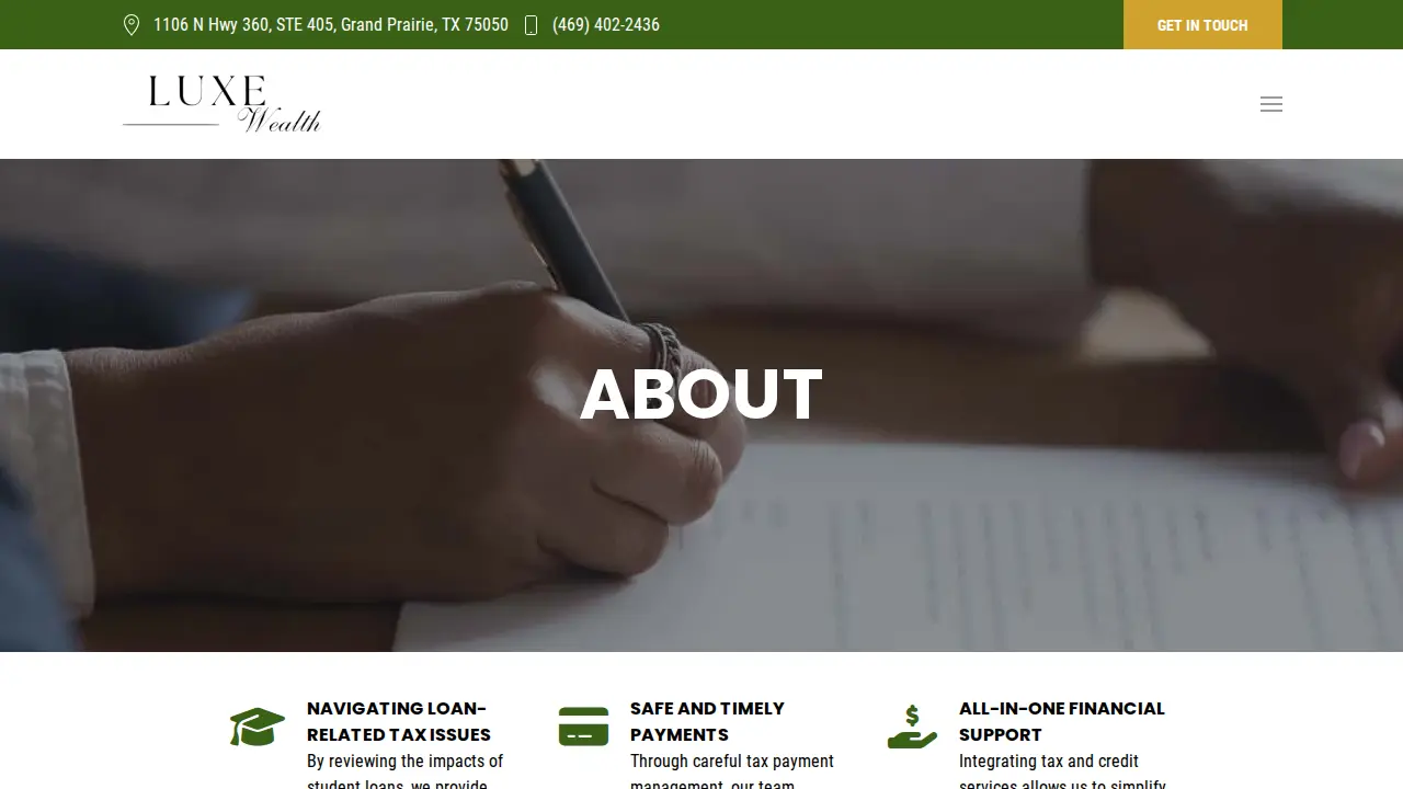 Luxe Wealth page