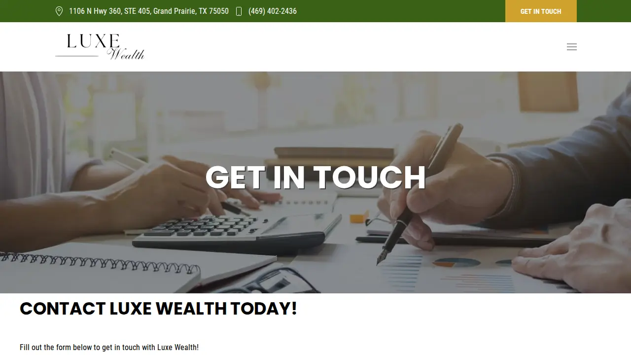 Luxe Wealth page