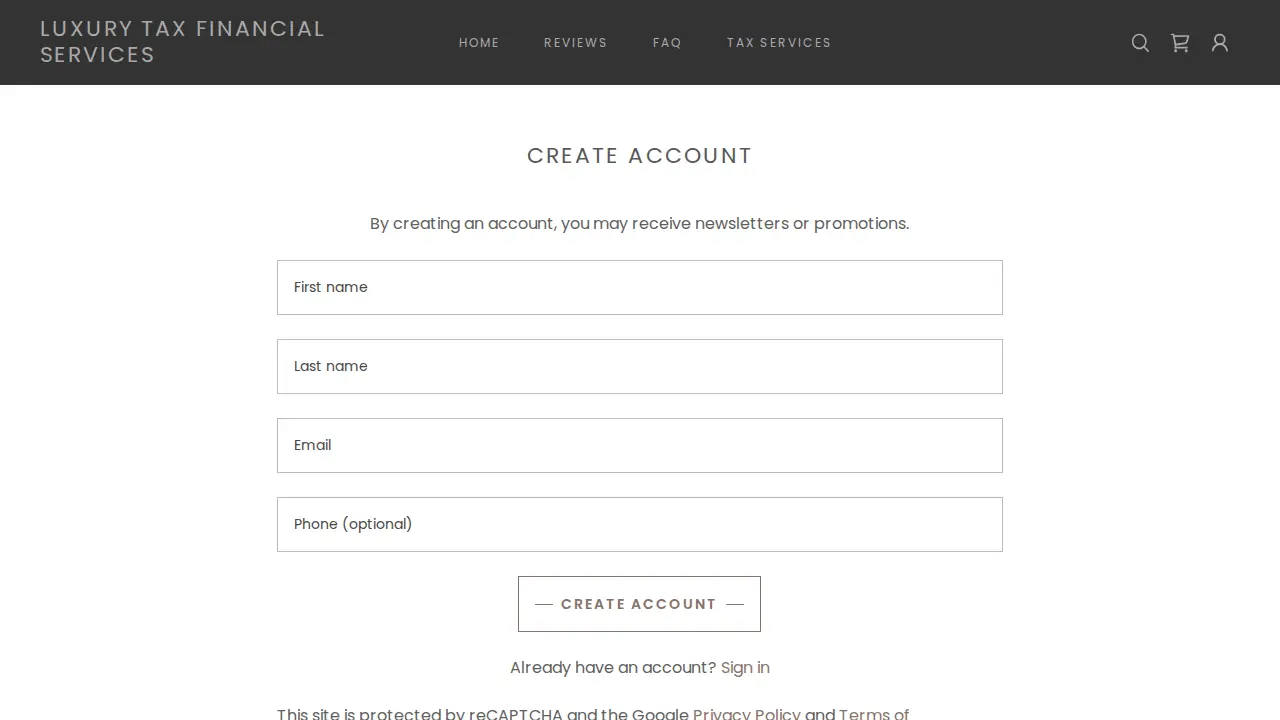 LUXURY TAX FINANCIAL SERVICES LLC page