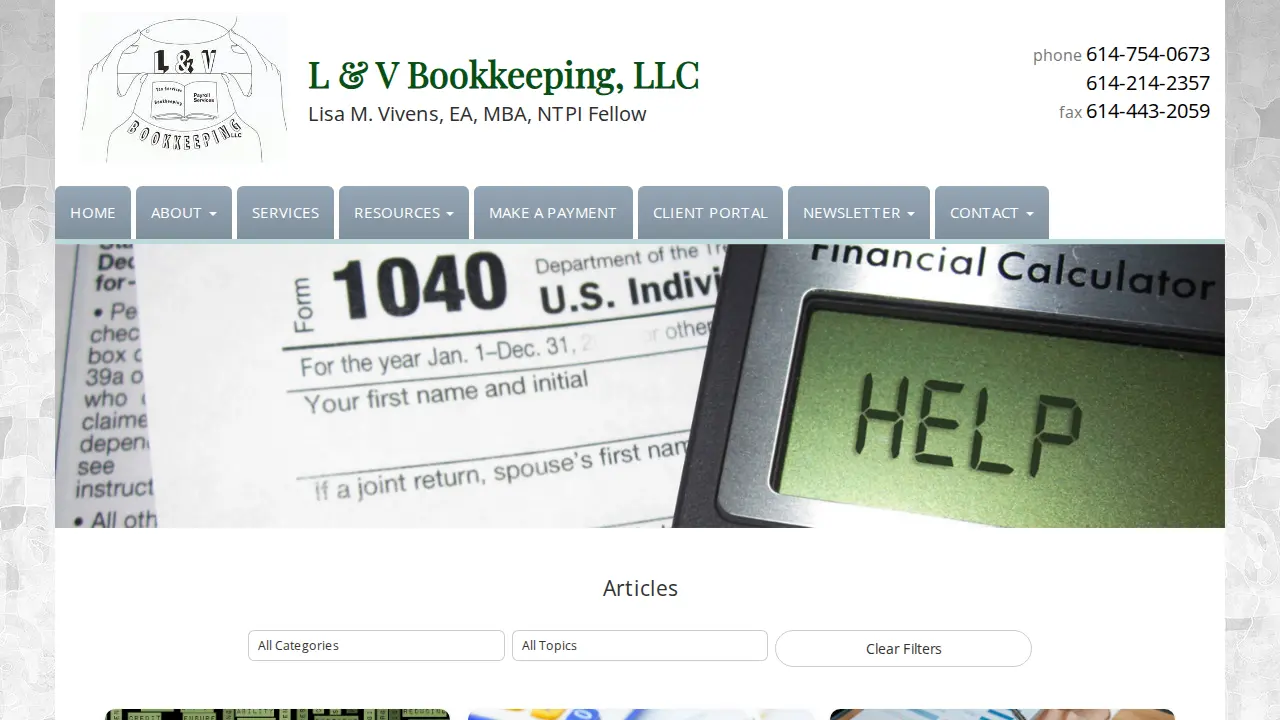 L & V Bookkeeping LLC page