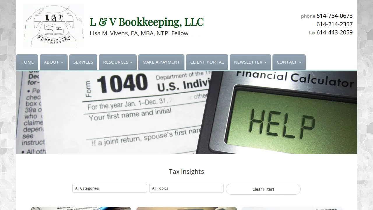 L & V Bookkeeping LLC page
