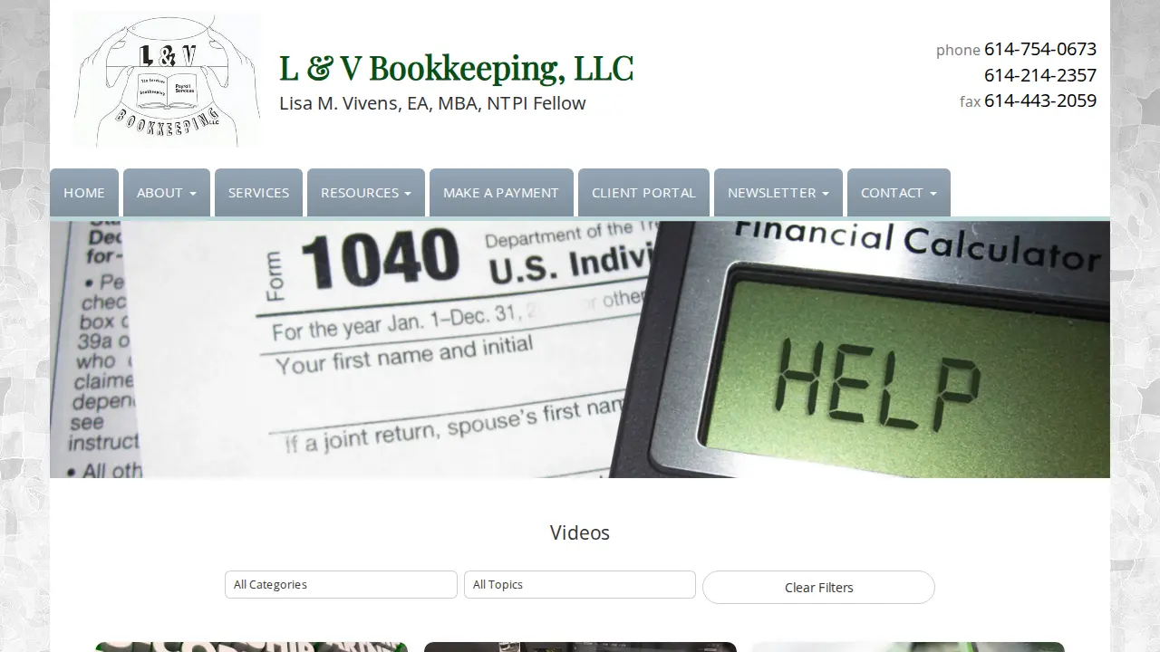 L & V Bookkeeping LLC page
