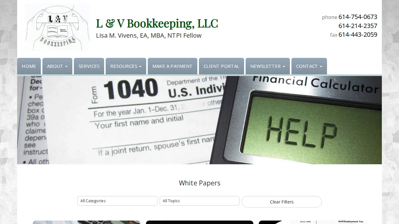 L & V Bookkeeping LLC page