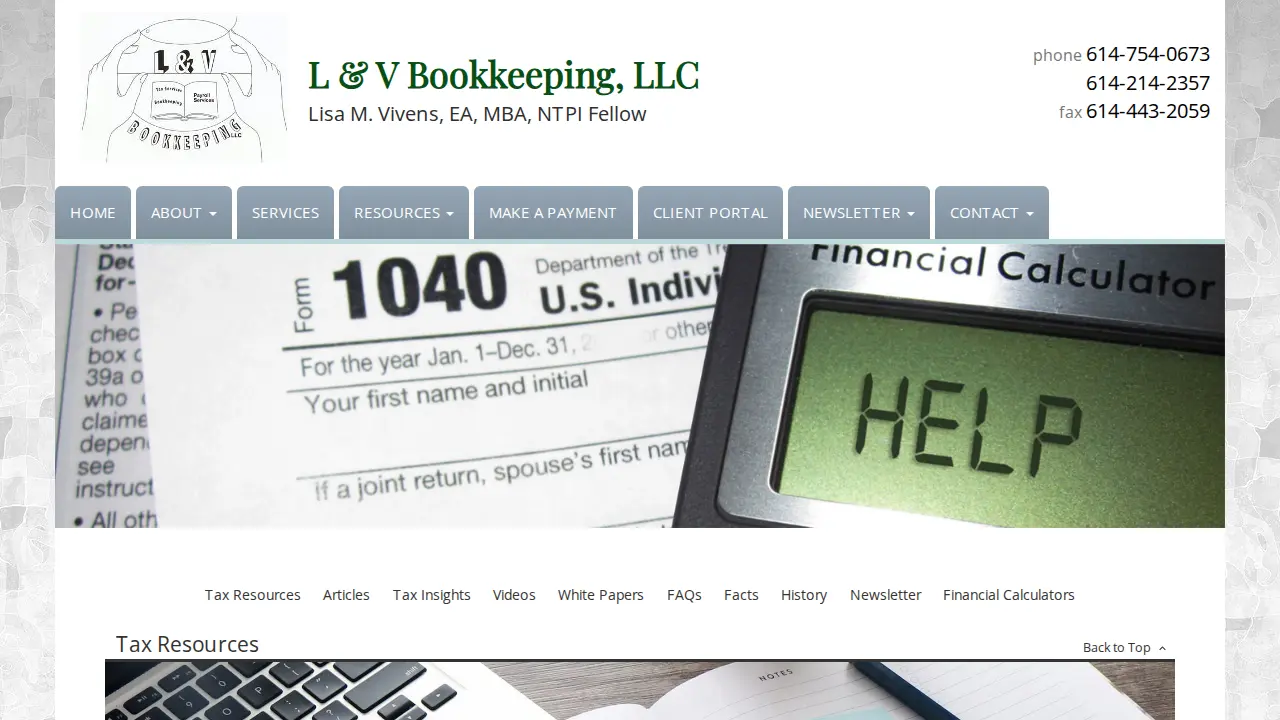 L & V Bookkeeping LLC page