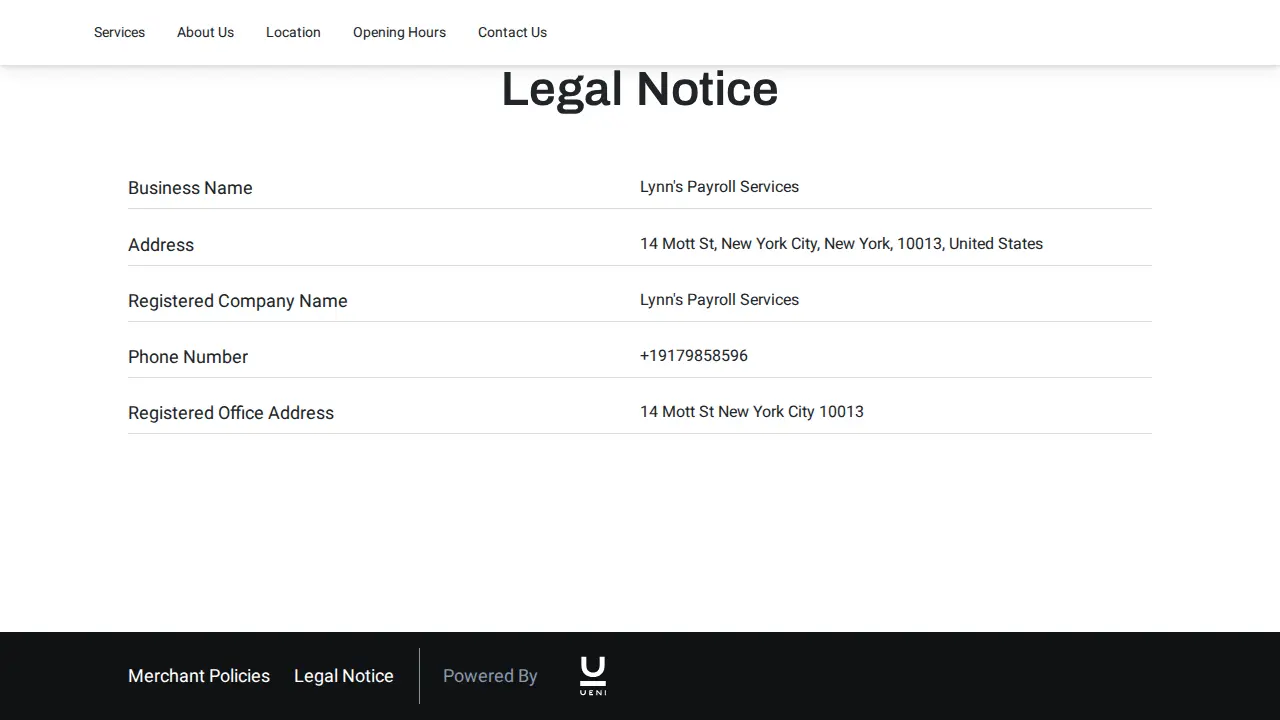 Lynn's Payroll Services page