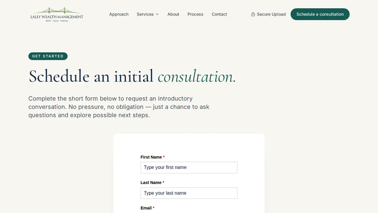 Lally Wealth Management page