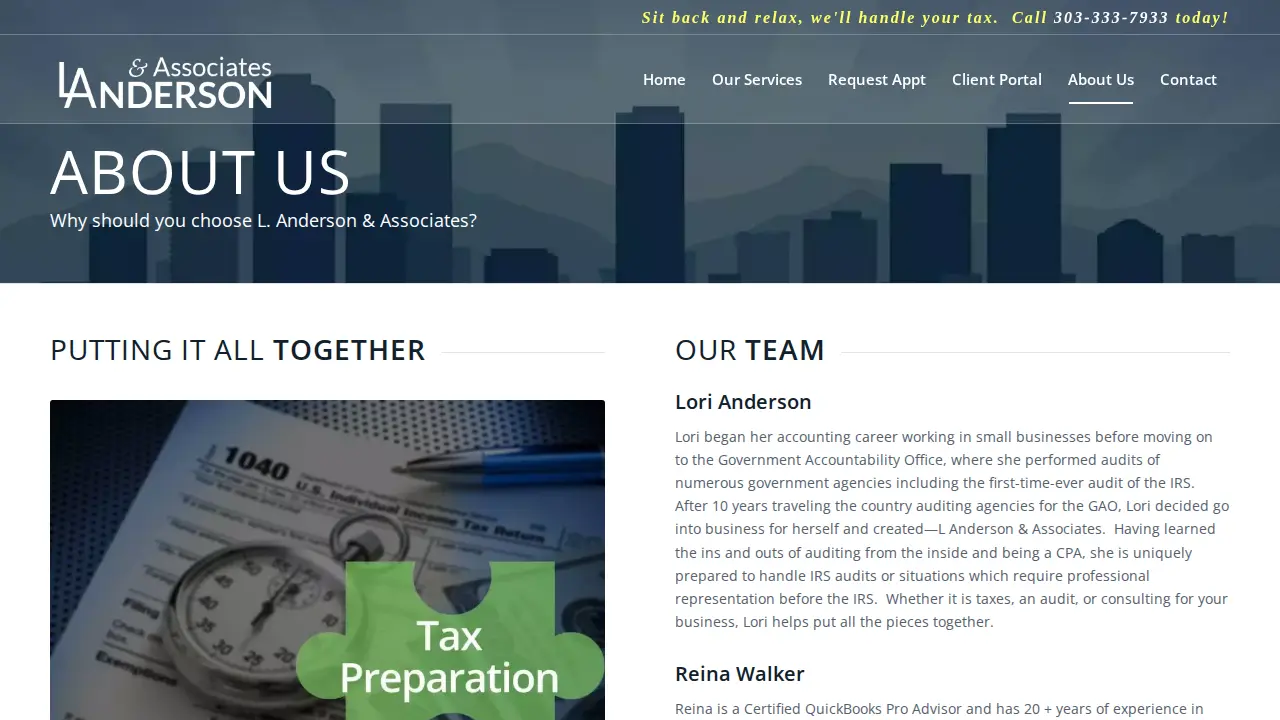 L Anderson & Associates CPA page