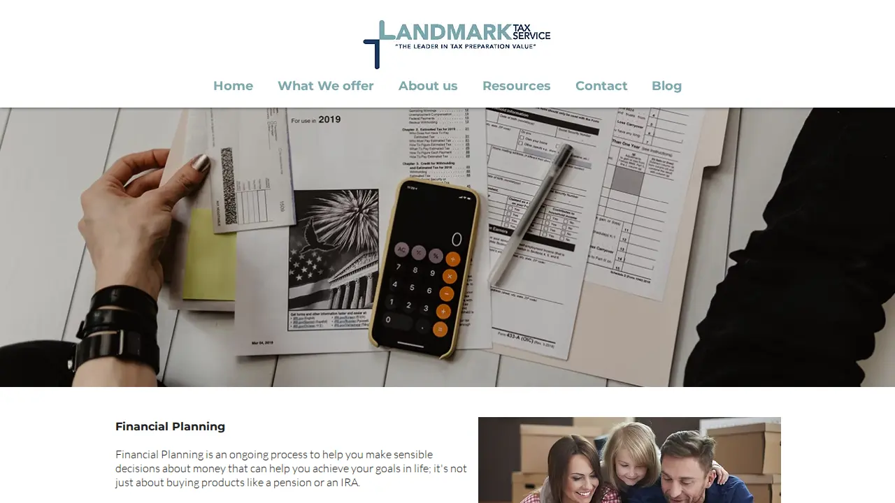 Landmark Tax Service page