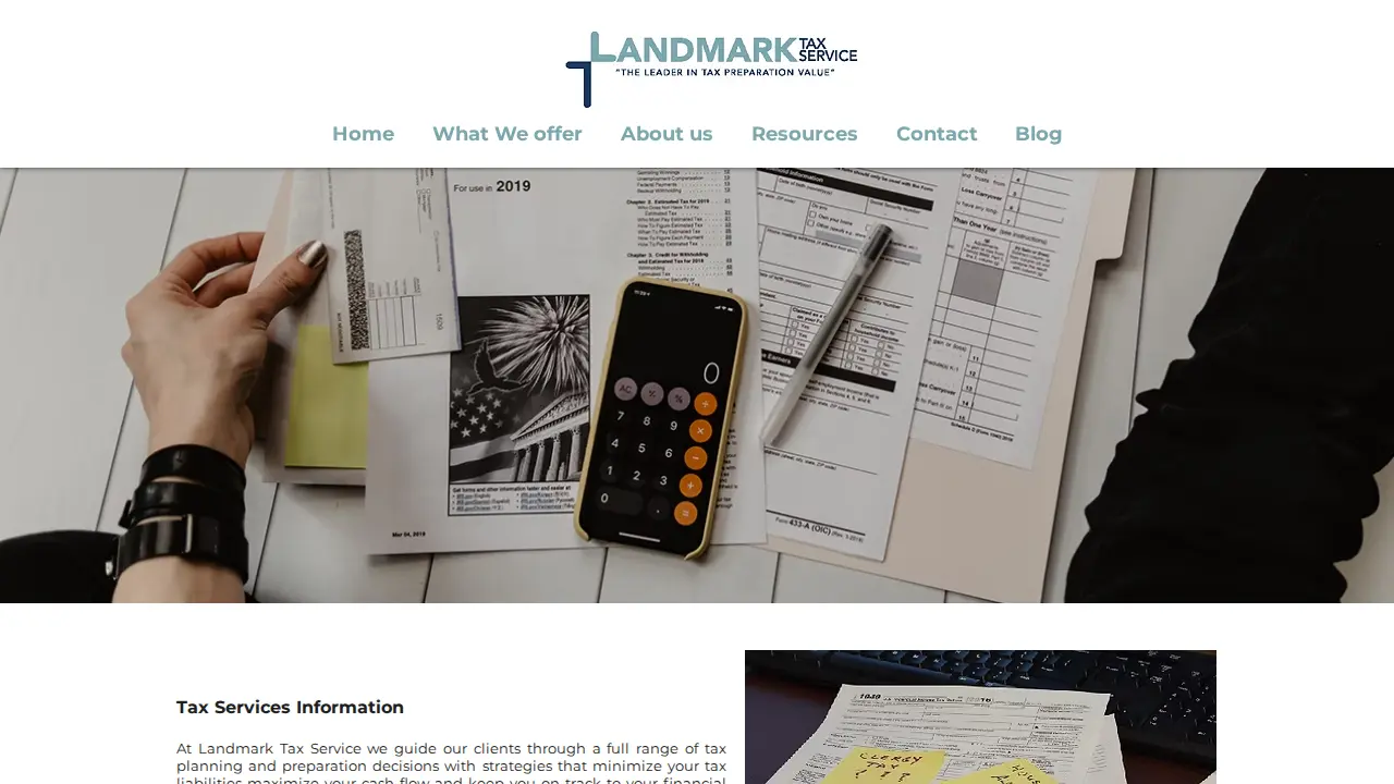 Landmark Tax Service page