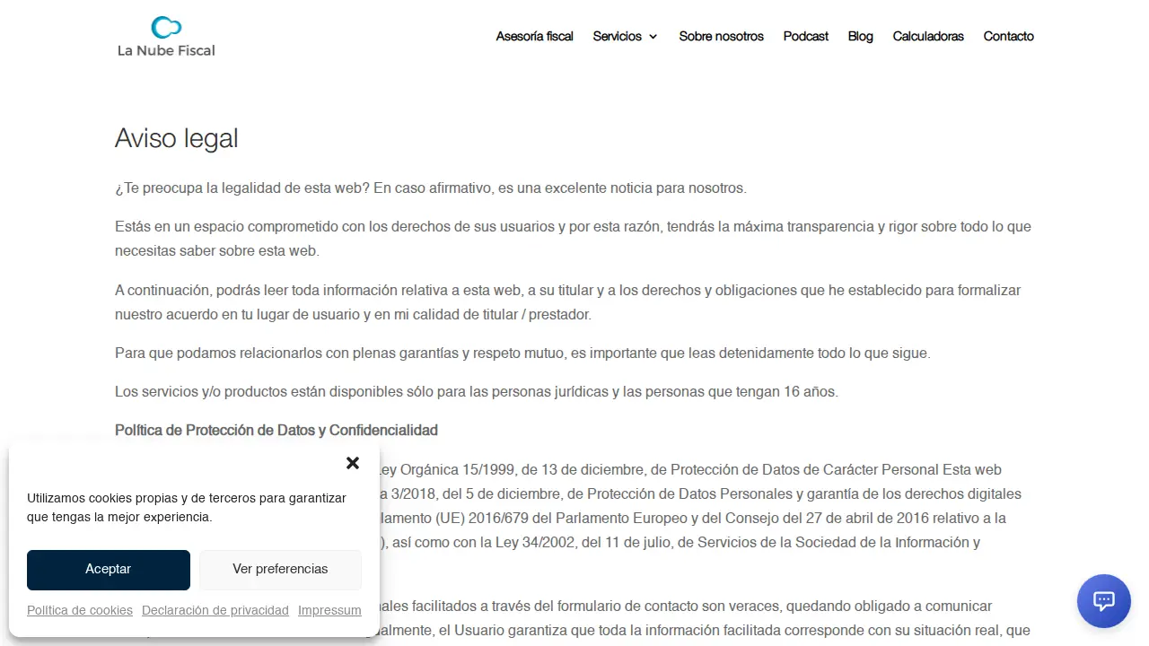 Asesoría La Nube Fiscal page