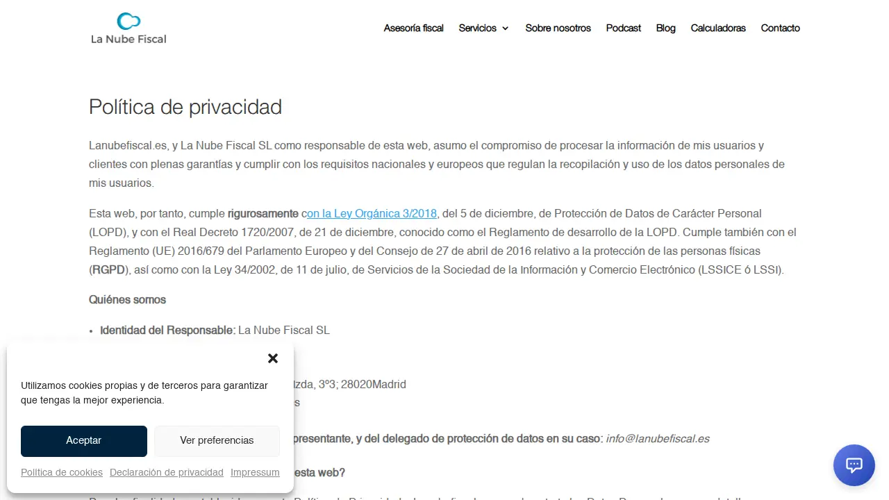 Asesoría La Nube Fiscal page
