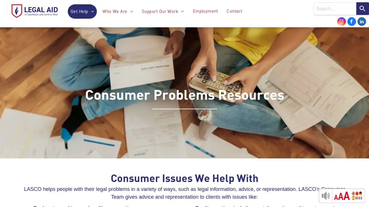Legal Aid of Southeast and Central Ohio page