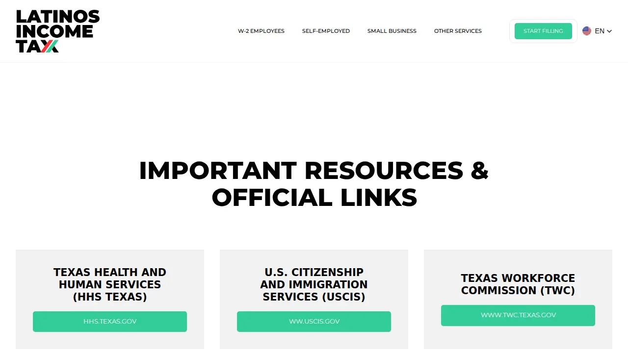 Latinos Income Tax page