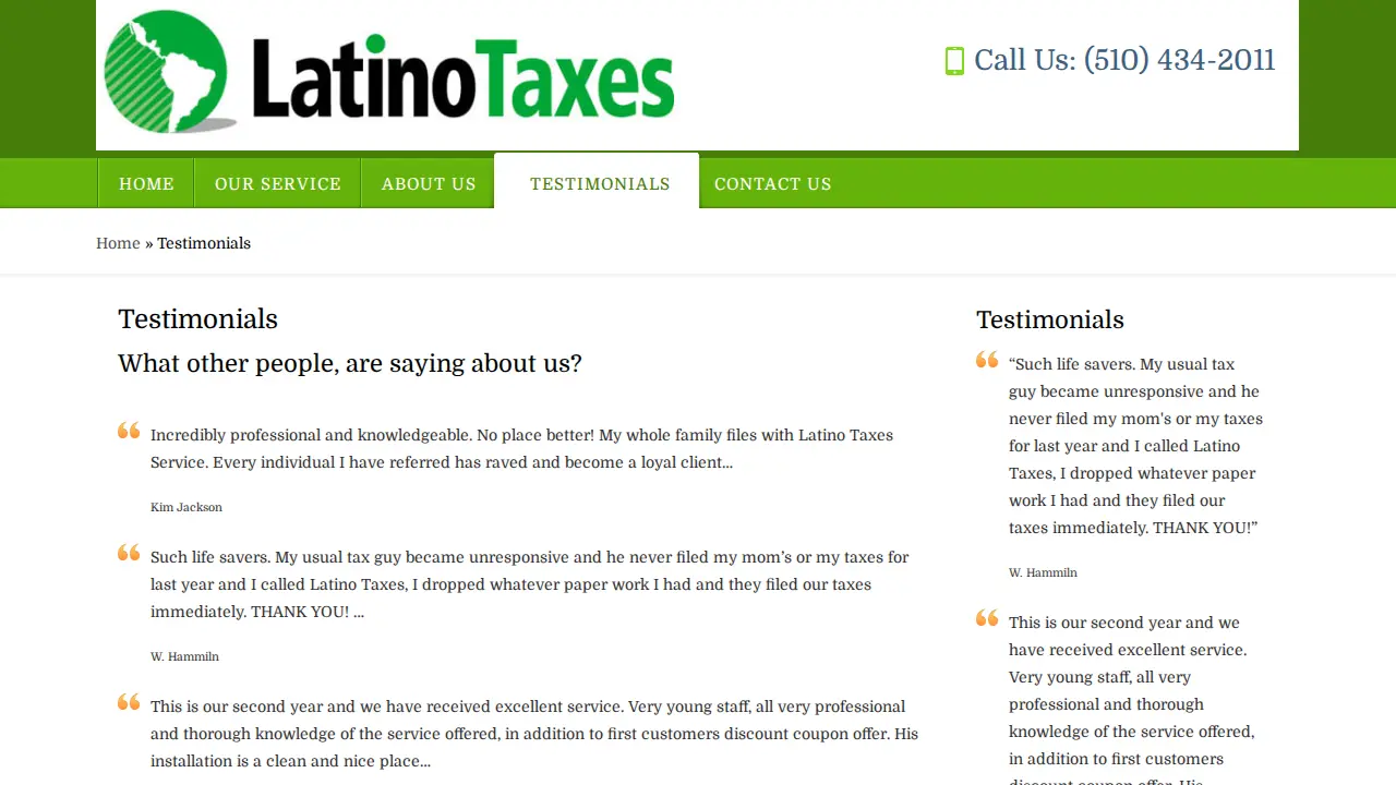 Pan America - Latino Taxes Preparation page