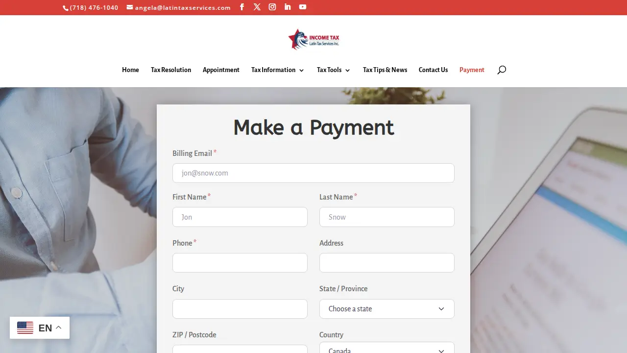 Latin Tax Services page