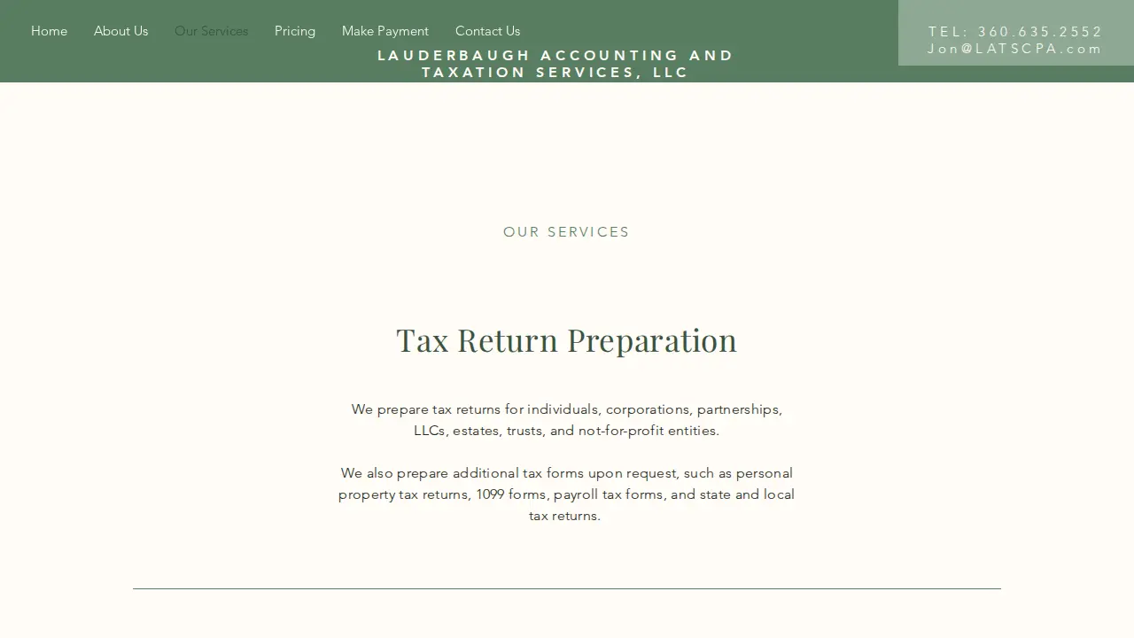 Lauderbaugh Tax CPA page