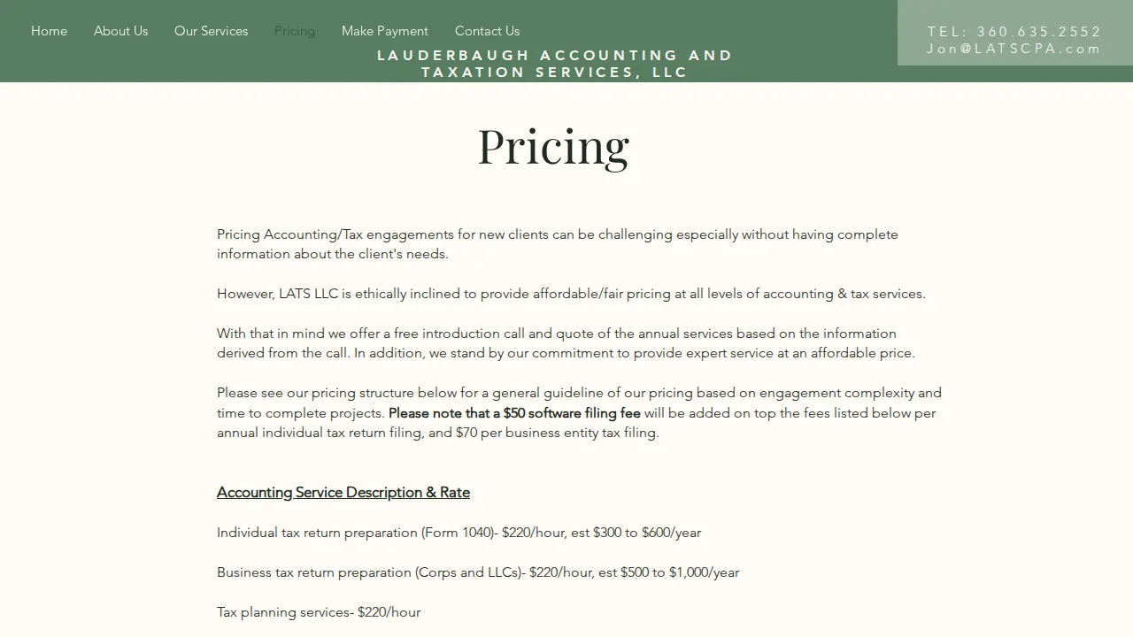 Lauderbaugh Tax CPA page