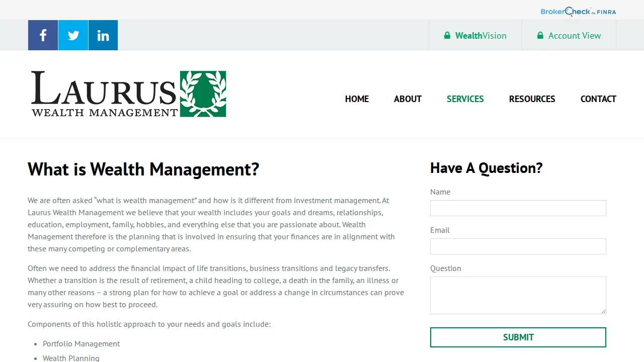 Laurus Wealth Management page