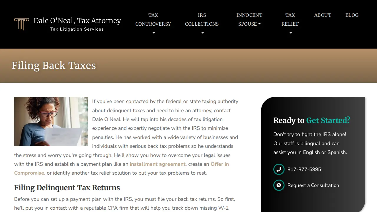 O'Neal Tax Law page