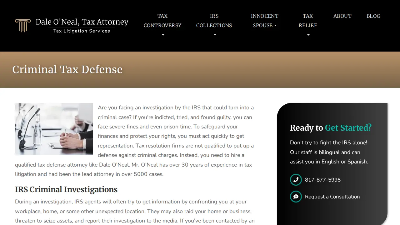 O'Neal Tax Law page