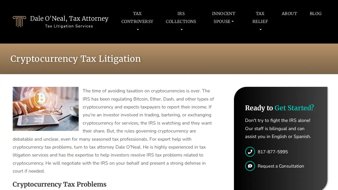 O'Neal Tax Law page