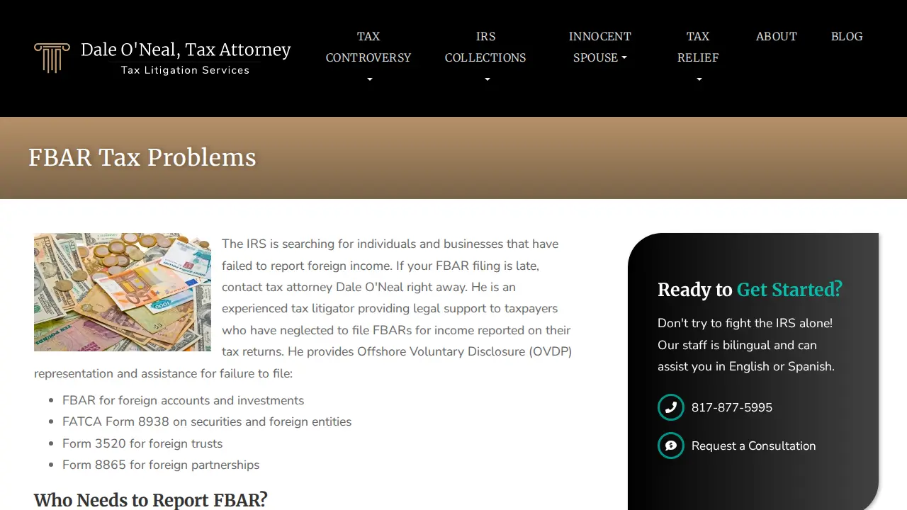 O'Neal Tax Law page