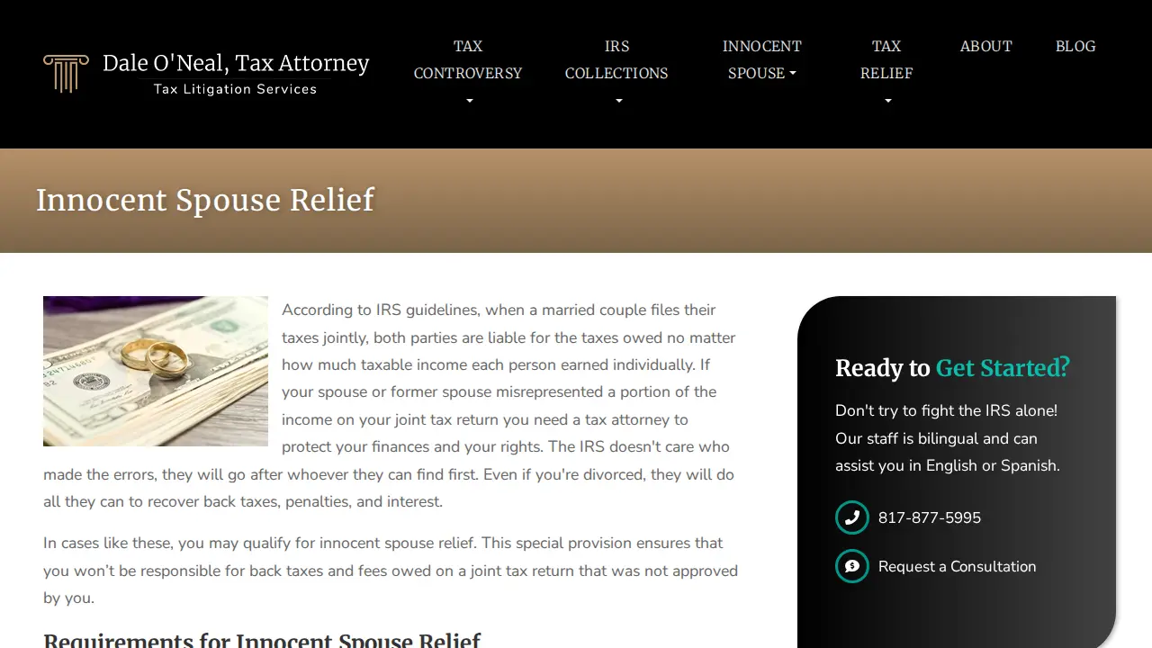 O'Neal Tax Law page