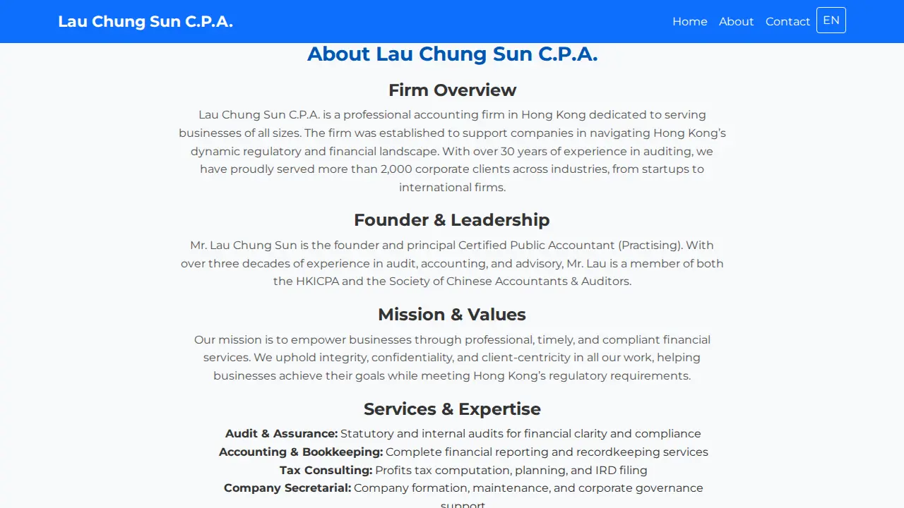Lau Chung Sun CPA page