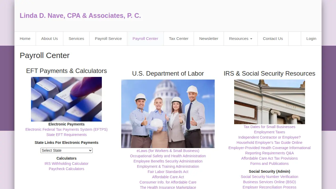 Linda D Nave CPA & Assoc PC page