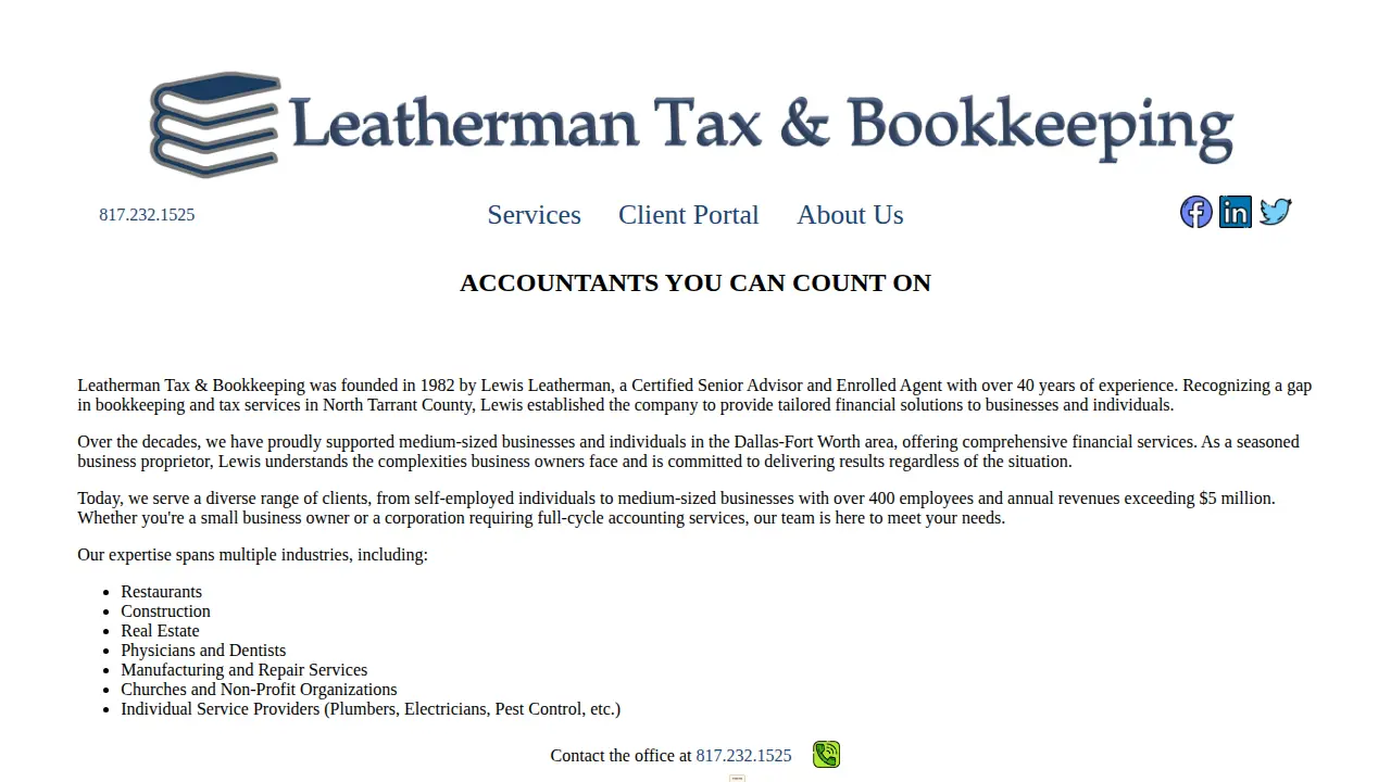 Leatherman Tax & Bookkeeping page