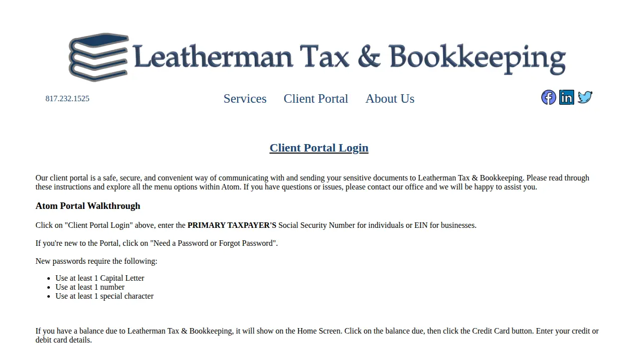 Leatherman Tax & Bookkeeping page