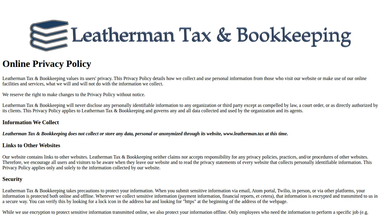 Leatherman Tax & Bookkeeping page