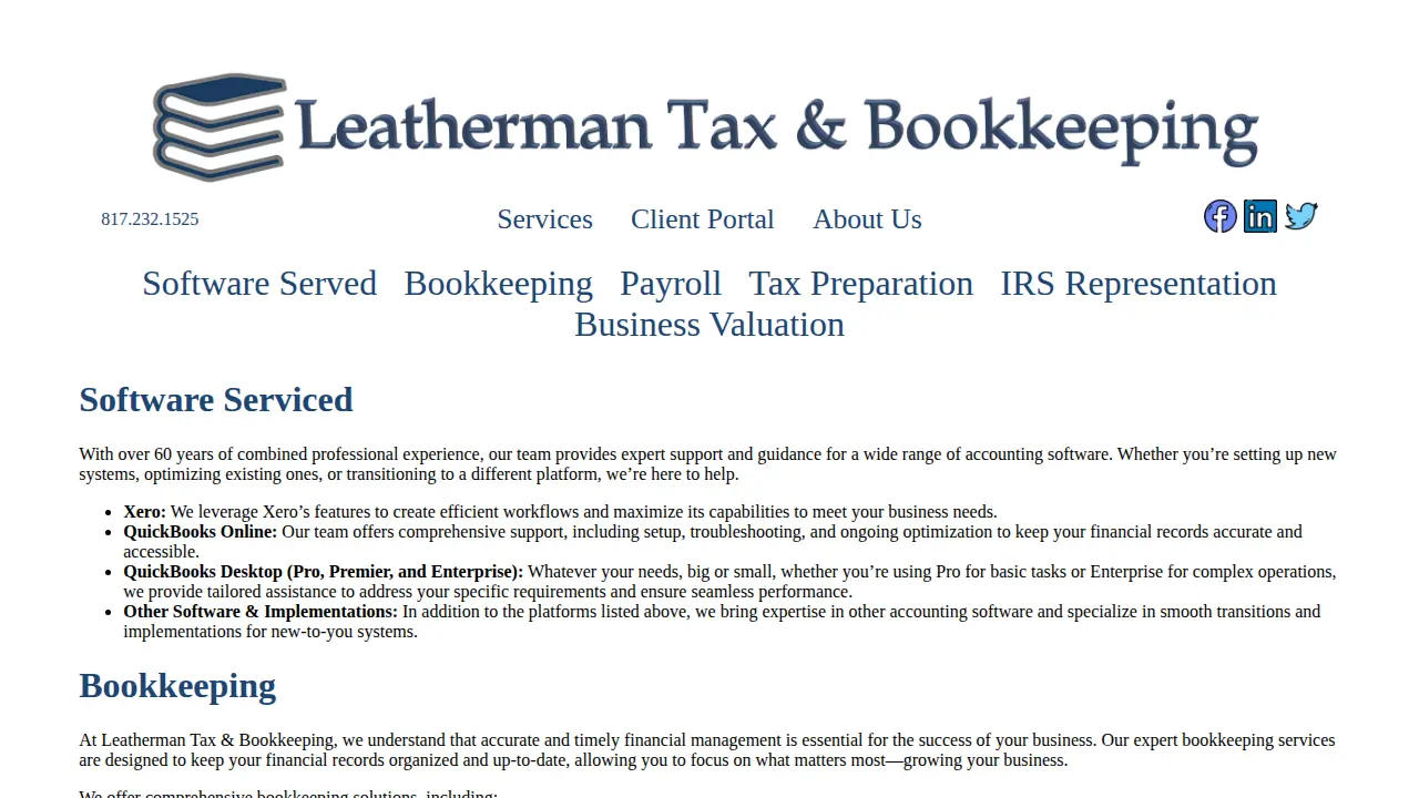 Leatherman Tax & Bookkeeping page
