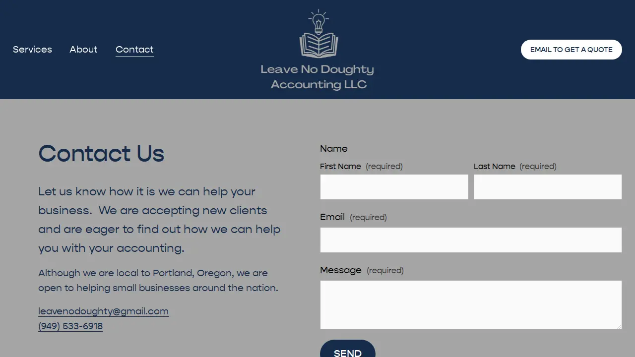 Leave No Doughty Accounting page