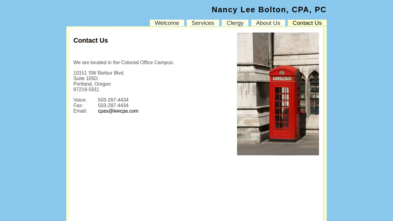 Nancy Lee Bolton, CPA, PC page