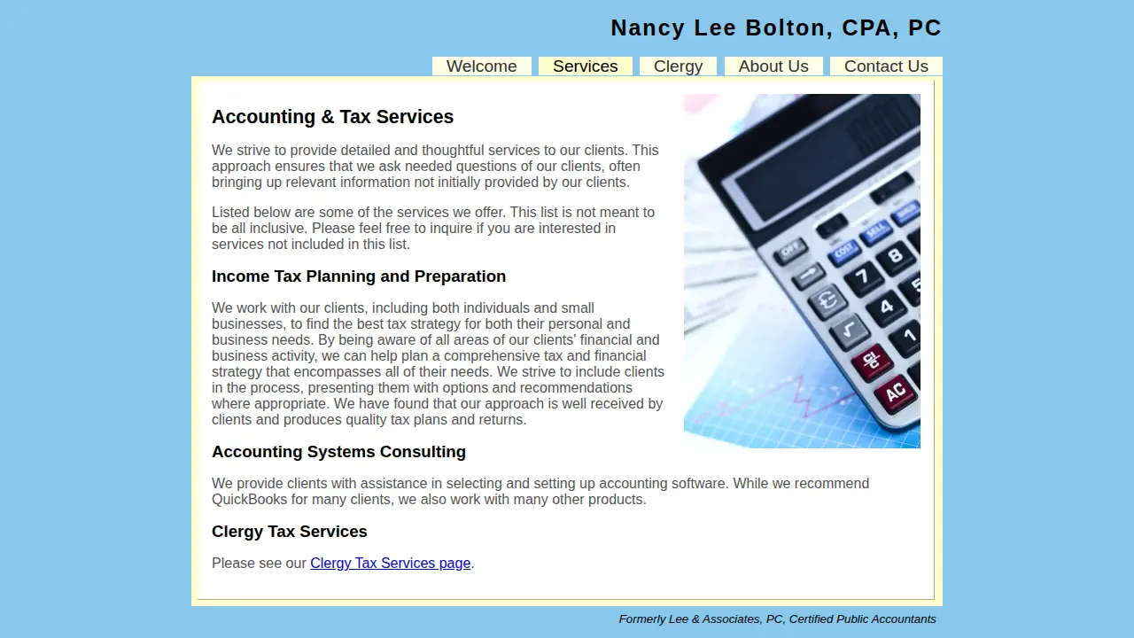 Nancy Lee Bolton, CPA, PC page