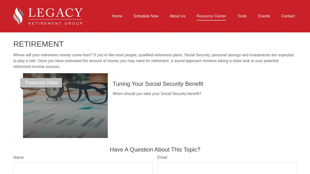 Legacy Retirement Group page