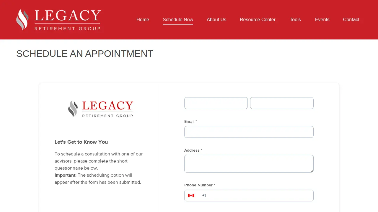 Legacy Retirement Group page