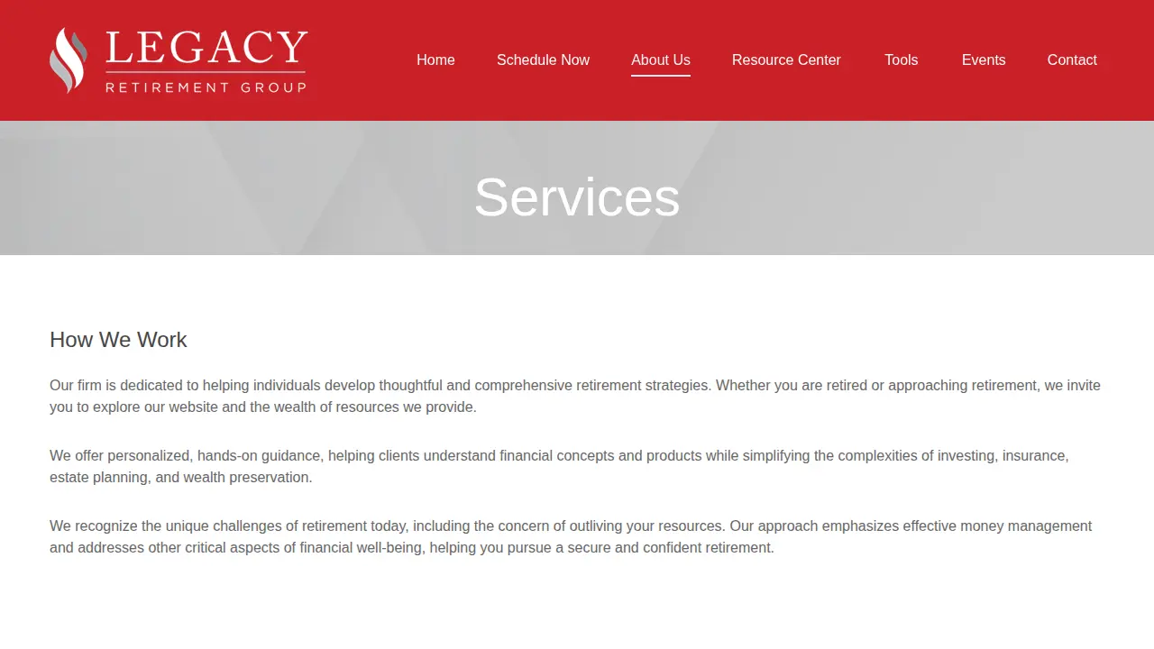 Legacy Retirement Group page