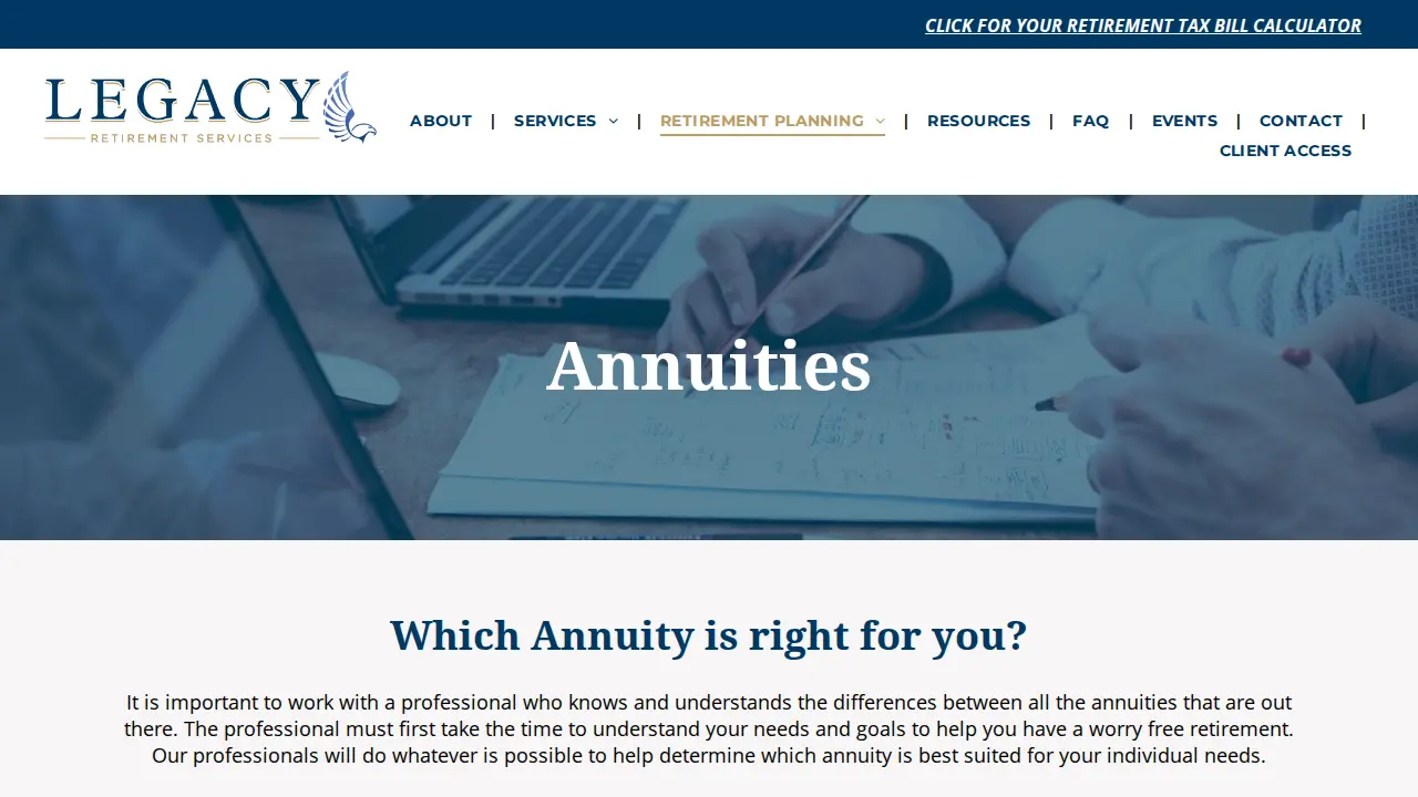 Legacy Retirement Services page