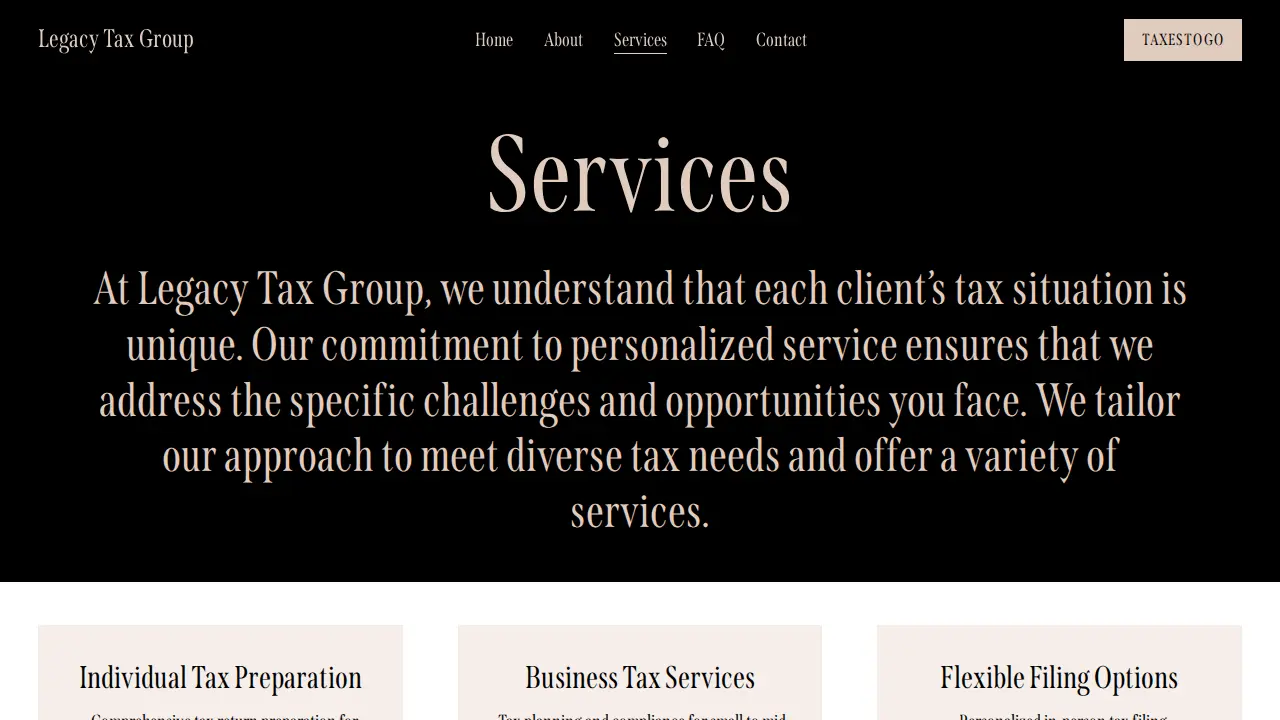 Legacy Tax Group page