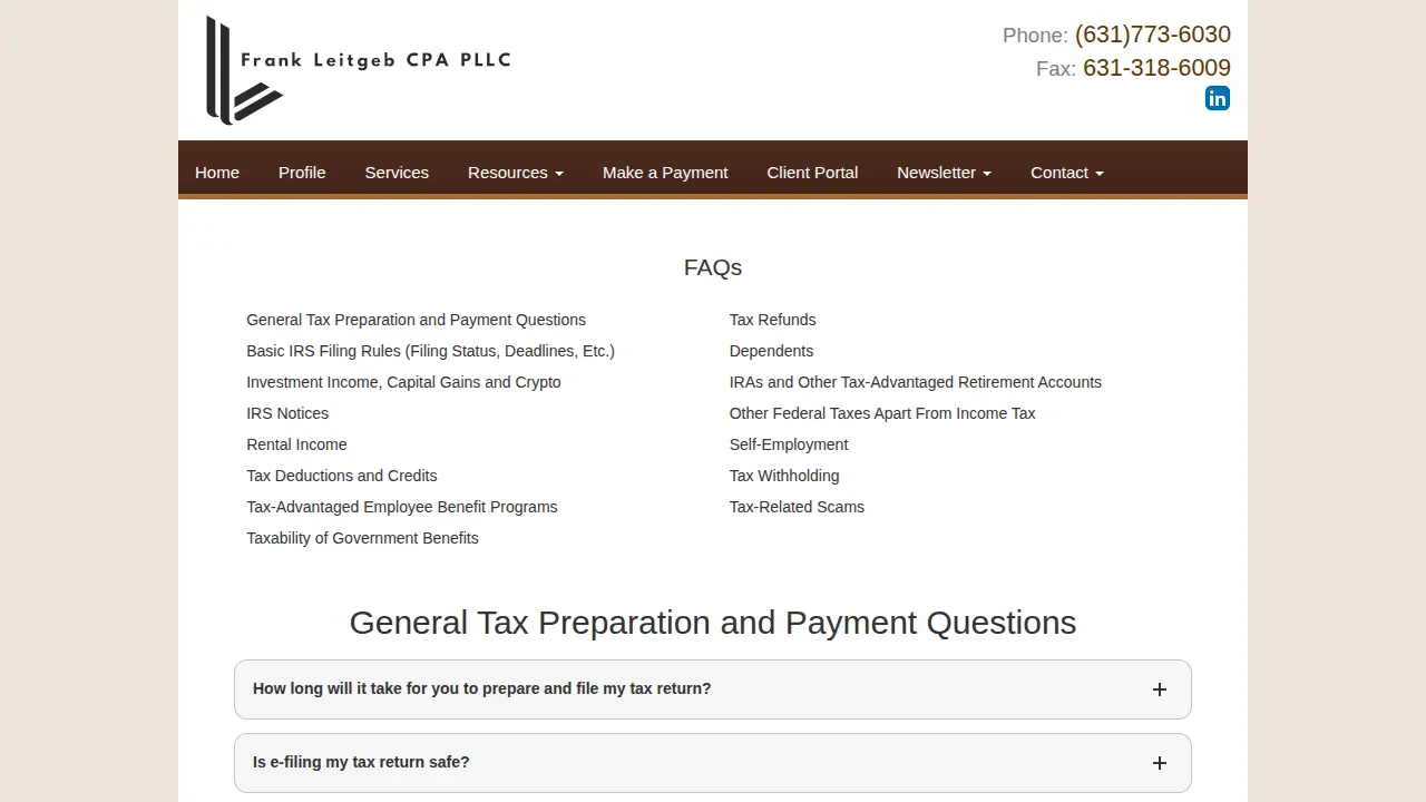 Frank Leitgeb CPA PLLC page
