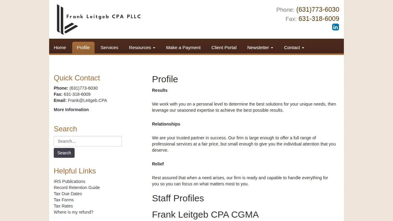 Frank Leitgeb CPA PLLC page